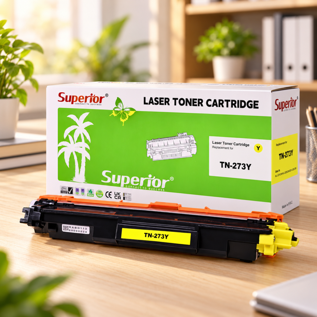 Superior TN-273 Toner Yellow cartridge and matching packaging