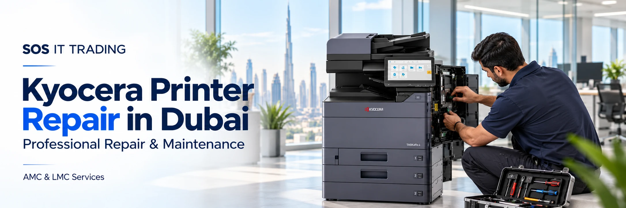 Technician servicing a Kyocera TASKalfa printer — Kyocera printer repair in Dubai