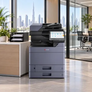Kyocera TASKalfa colour multifunction printer in a modern office environment in Dubai UAE