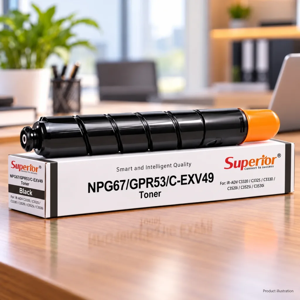 Superior C-EXV 49 Black toner cartridge and box for Canon printers