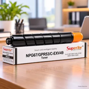 Superior C-EXV 49 Black toner cartridge and box for Canon printers