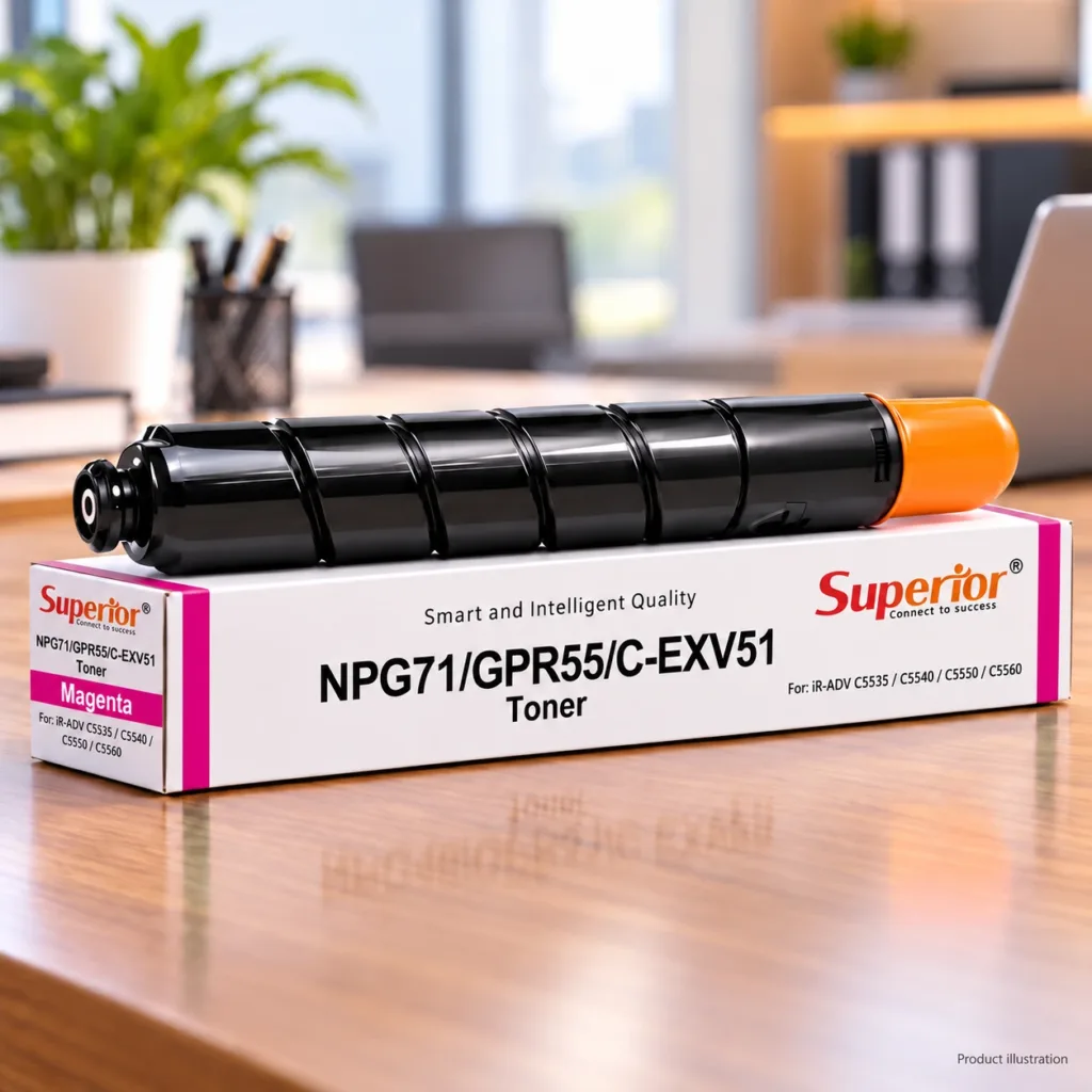 Superior C-EXV 51 Magenta toner cartridge and box for Canon printers