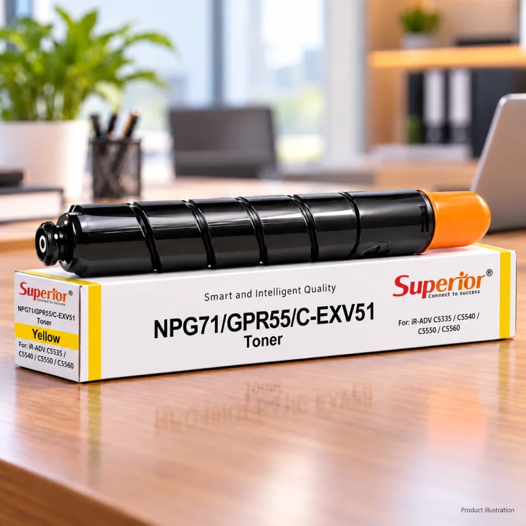 Superior C-EXV 51 Yellow toner cartridge and box for Canon printers