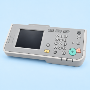 Angled view of Canon IR 2520 Touch Screen Digitizer glass panel showing anti-glare finish and flex cable
