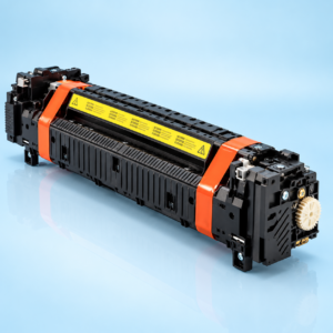 Angled perspective view of Superior Kyocera FK-8550 Fuser Unit showing upper cover and fixing latches