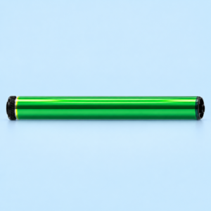 Superior Sharp BP-50M65 OPC drum horizontal side view showing full-length metallic green photoconductor cylinder and black end caps