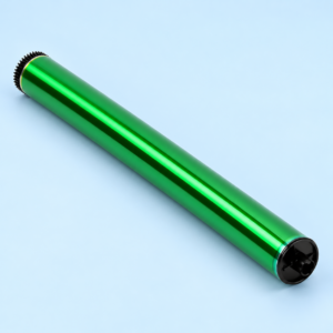 Superior Sharp BP-50M65 OPC drum with glossy green photoconductor surface and black end fittings, diagonal product view