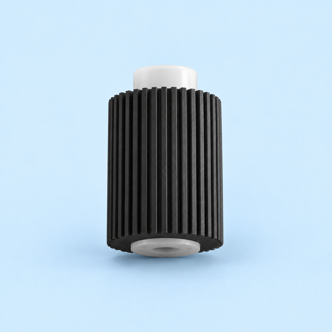 Superior Sharp NROLR1541FCZZ Separation Roller – Side View Superior Sharp NROLR1541FCZZ paper feed separation roller horizontal side view showing ribbed rubber surface and white plastic hub